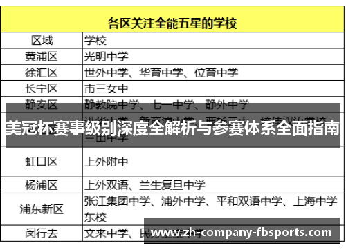 美冠杯赛事级别深度全解析与参赛体系全面指南
